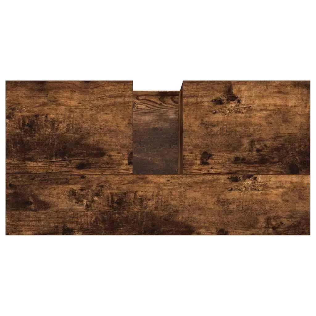 Bathroom Cabinet Smoked Oak 65x33x60cm 2 Drawers Engineered Wood Storage Unit