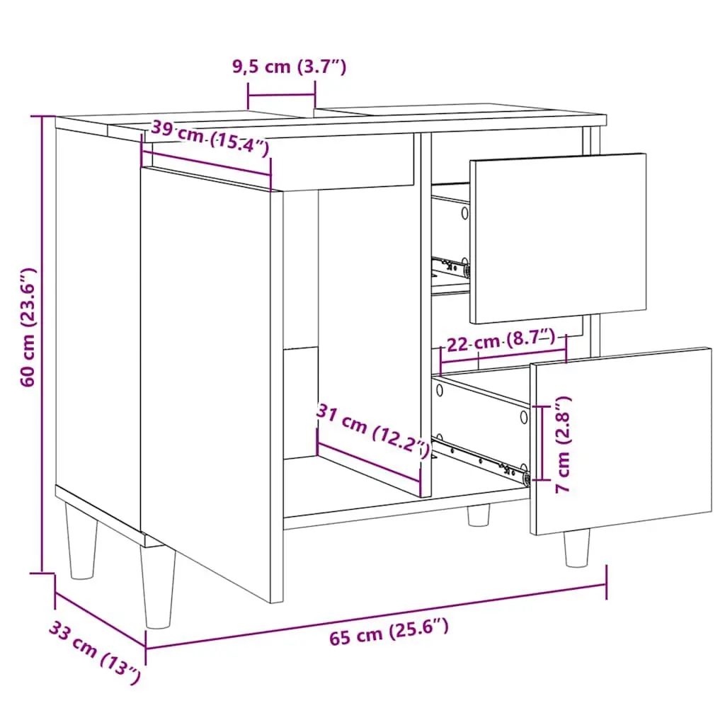 Bathroom Vanity Cabinet 65x33x60cm
