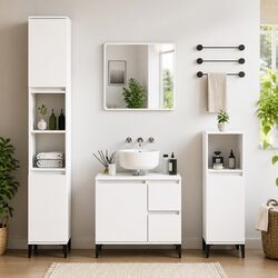 Bathroom Vanity Cabinet White Storage Unit 2 Drawers Door Compartment