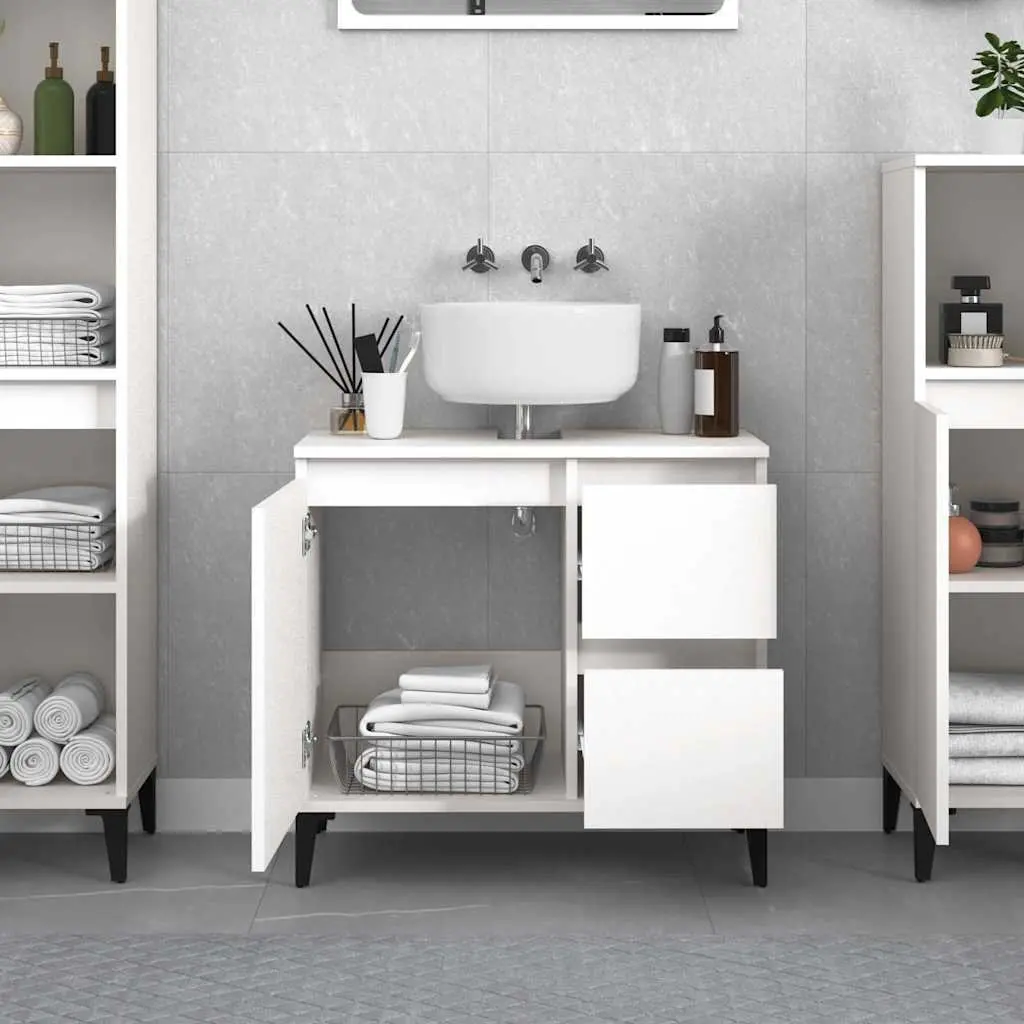 Bathroom Cabinet White 65x33x60 cm Engineered Wood with Drawers and Door