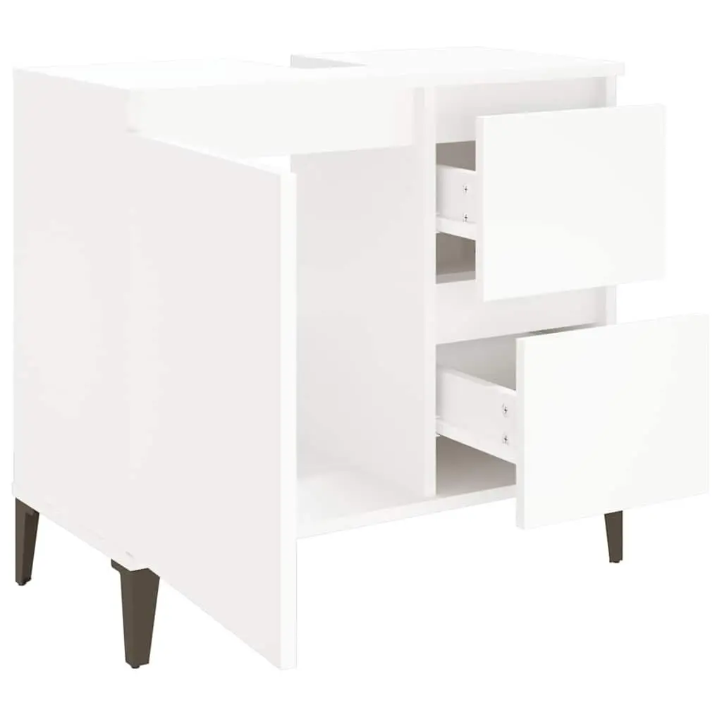 Bathroom Cabinet White 65x33x60 cm Engineered Wood with Drawers and Door