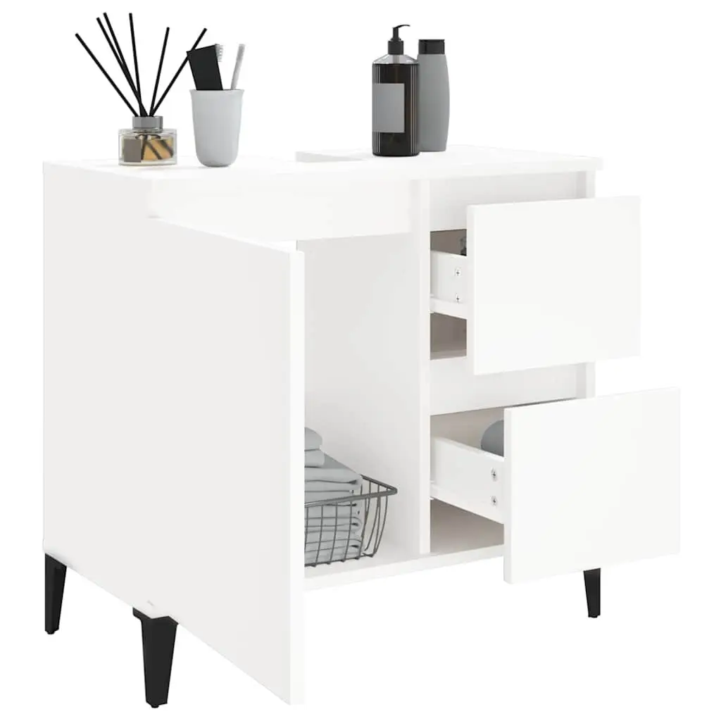 Bathroom Cabinet White 65x33x60 cm Engineered Wood with Drawers and Door