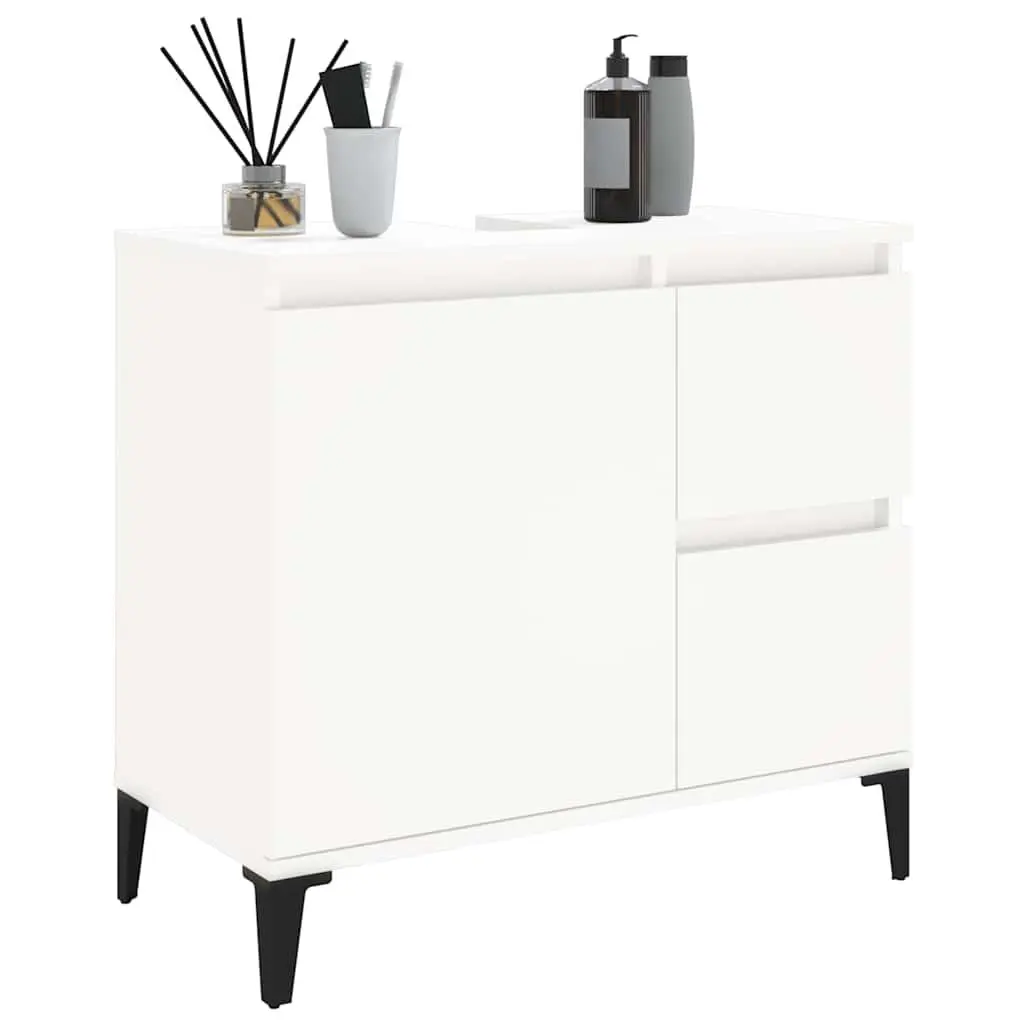 Bathroom Cabinet White 65x33x60 cm Engineered Wood with Drawers and Door