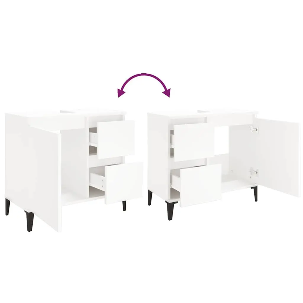 Bathroom Cabinet White 65x33x60 cm Engineered Wood with Drawers and Door