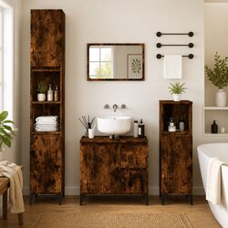 Brown Engineered Wood Bathroom Vanity Cabinet