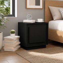 Black Nightstand with Smooth Tabletop 44x35x45cm