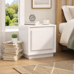 White Bedside Cabinet with Concealed Storage 44x35x45cm