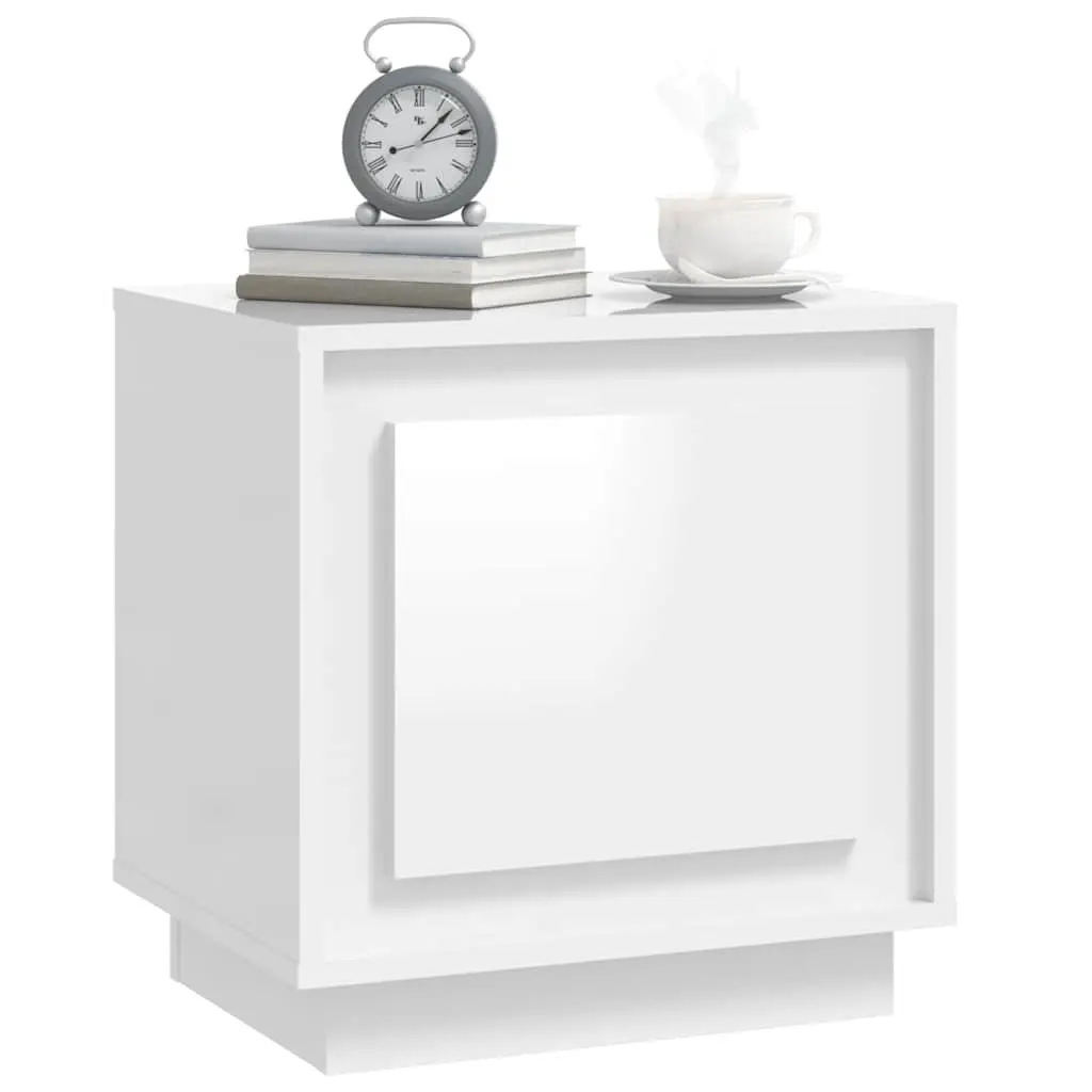 Bedside Table White 44x35x45cm Modern Nightstand with Door
