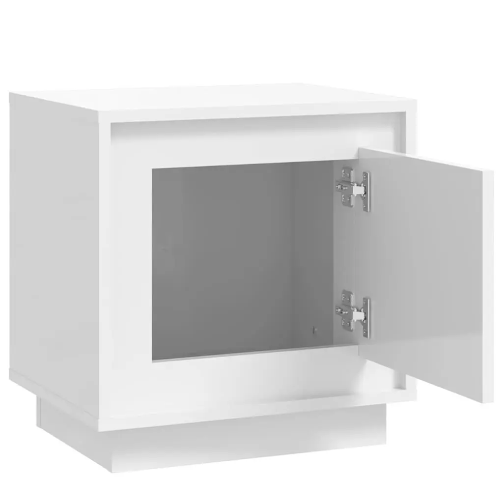 White Modern Bedside Cabinets Set of 2 Storage Nightstand 44x35x45cm Engineered Wood for Bedroom or Living Room
