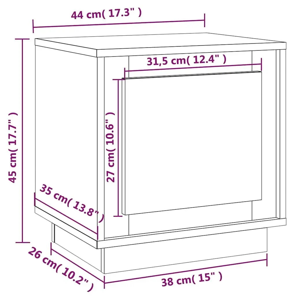 Bedside Cabinets Brown 44x35x45 cm Modern Nightstand Storage Table 2 Piece
