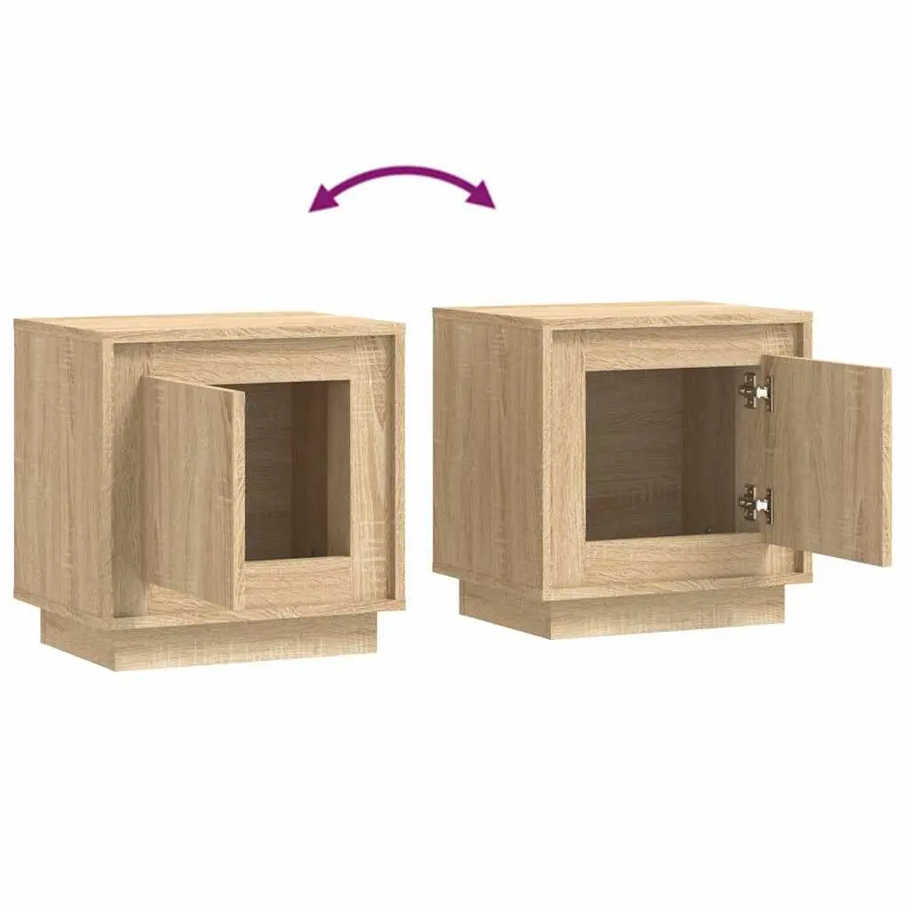 Bedside Cabinets Brown 44x35x45 cm Modern Nightstand Storage Table 2 Piece