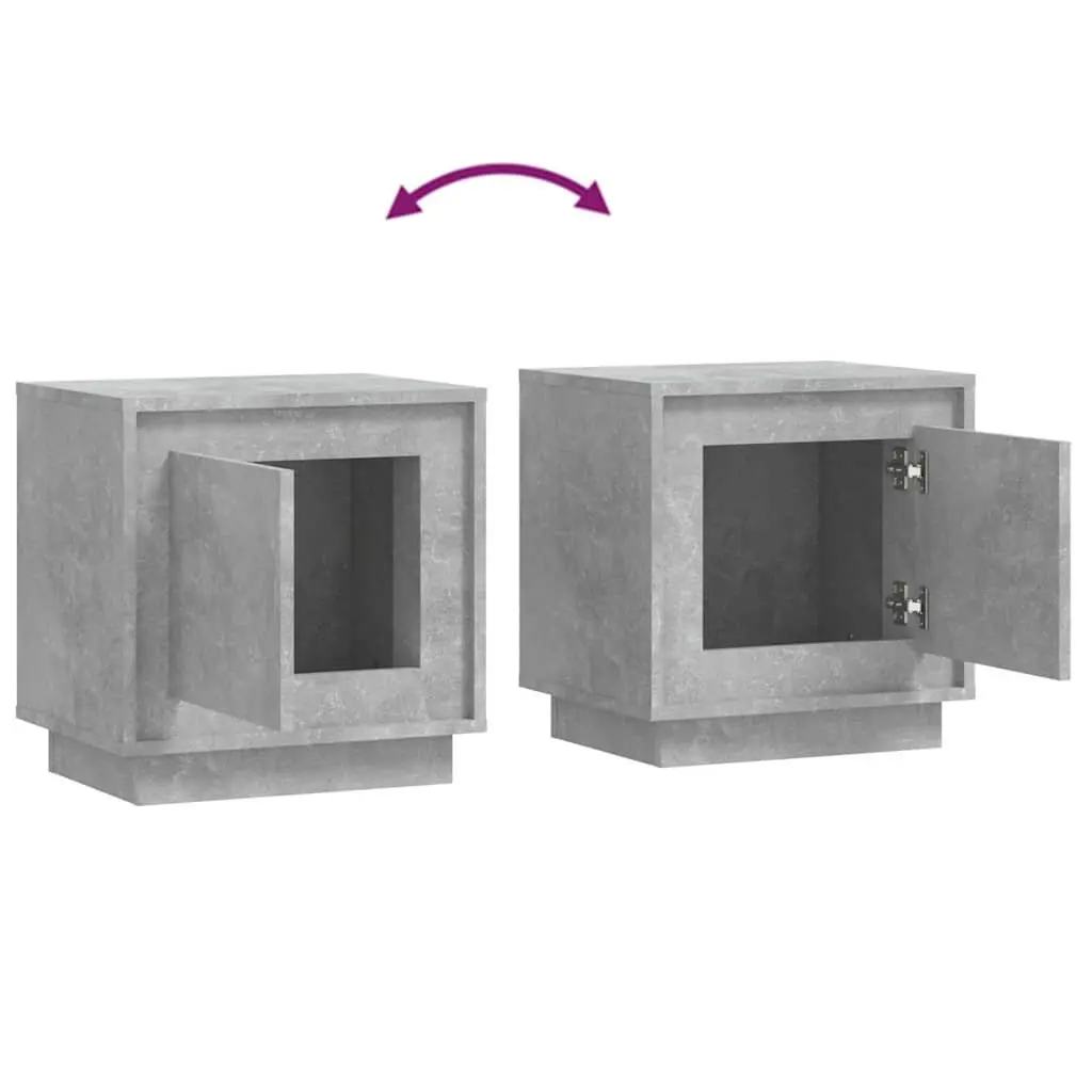 Engineered Wood Bedside Tables Grey Set of 2 44x35x45cm Nightstand with Storage Compartment and Smooth Surface