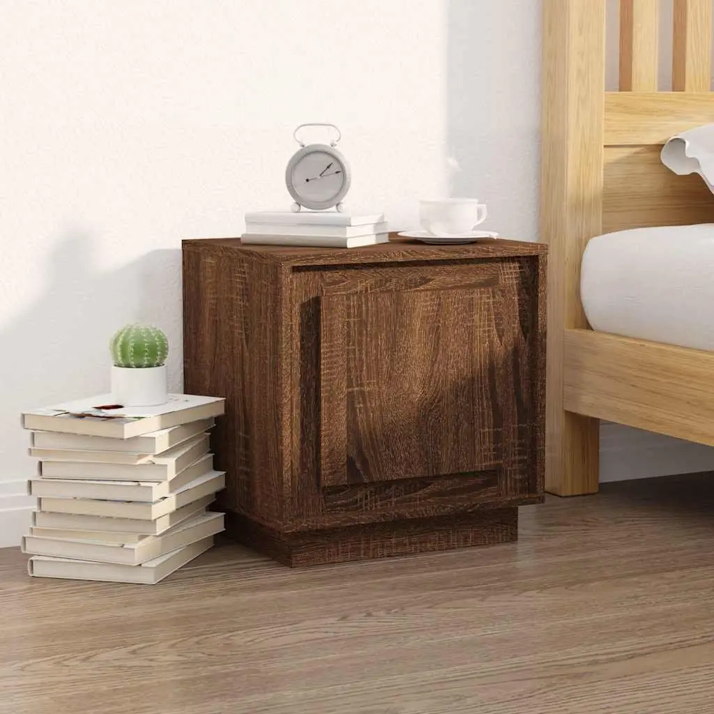 Bedside Cabinets Brown Oak 44x35x45 cm Modern Nightstand Storage Cabinet Set of 2