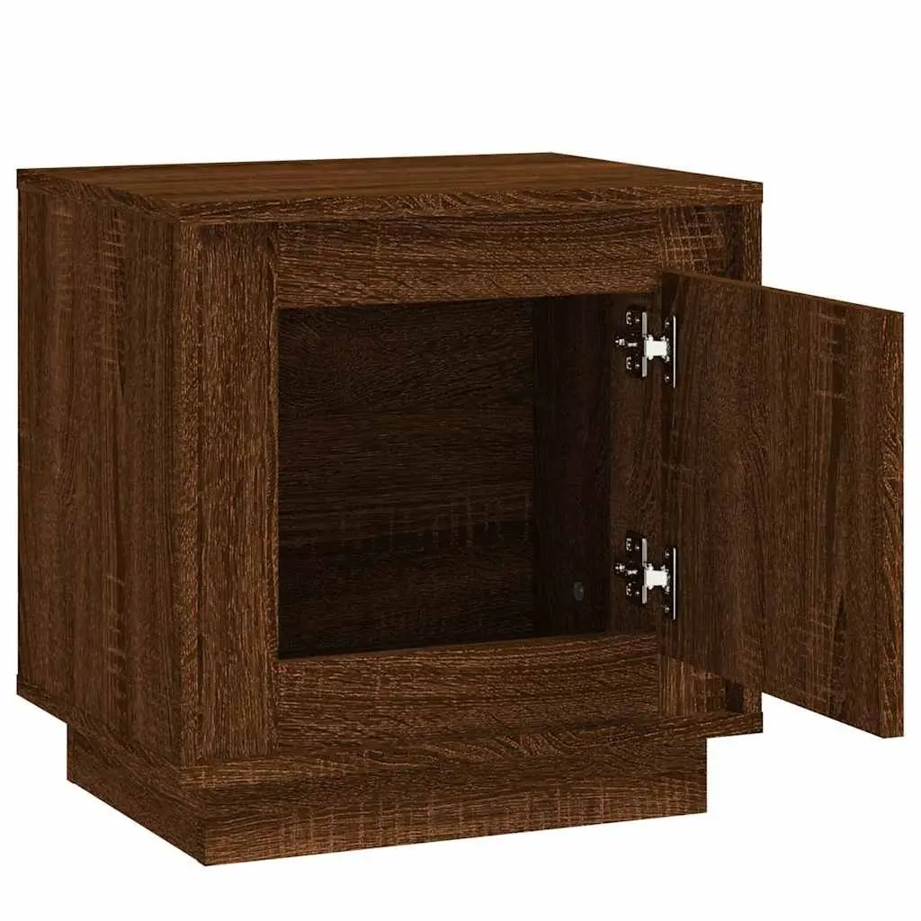 Bedside Cabinets Brown Oak 44x35x45 cm Modern Nightstand Storage Cabinet Set of 2