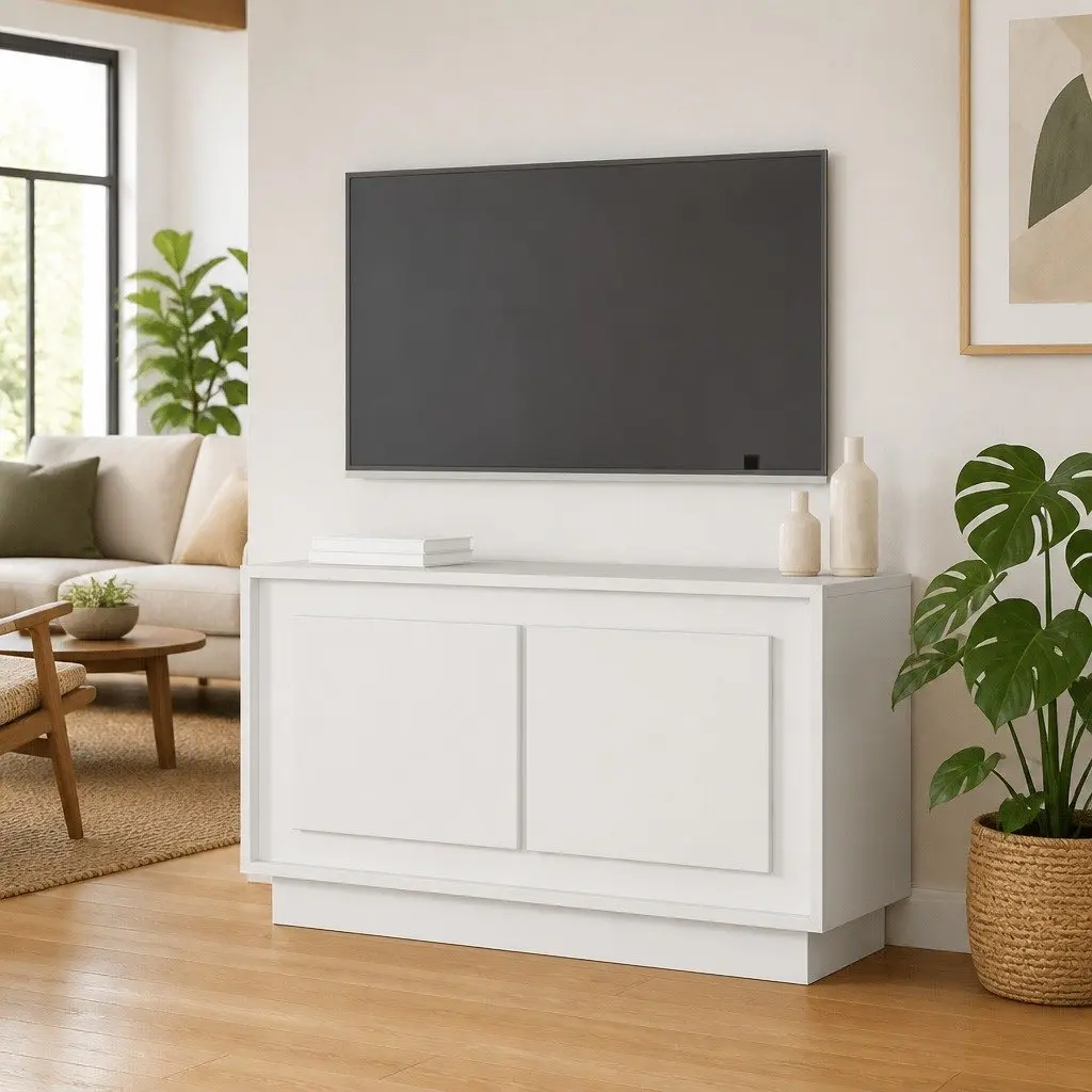 White Media Unit with Ample Storage