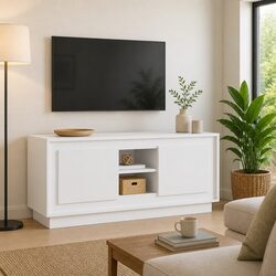 Concise Design: White TV Cabinet for Living Rooms