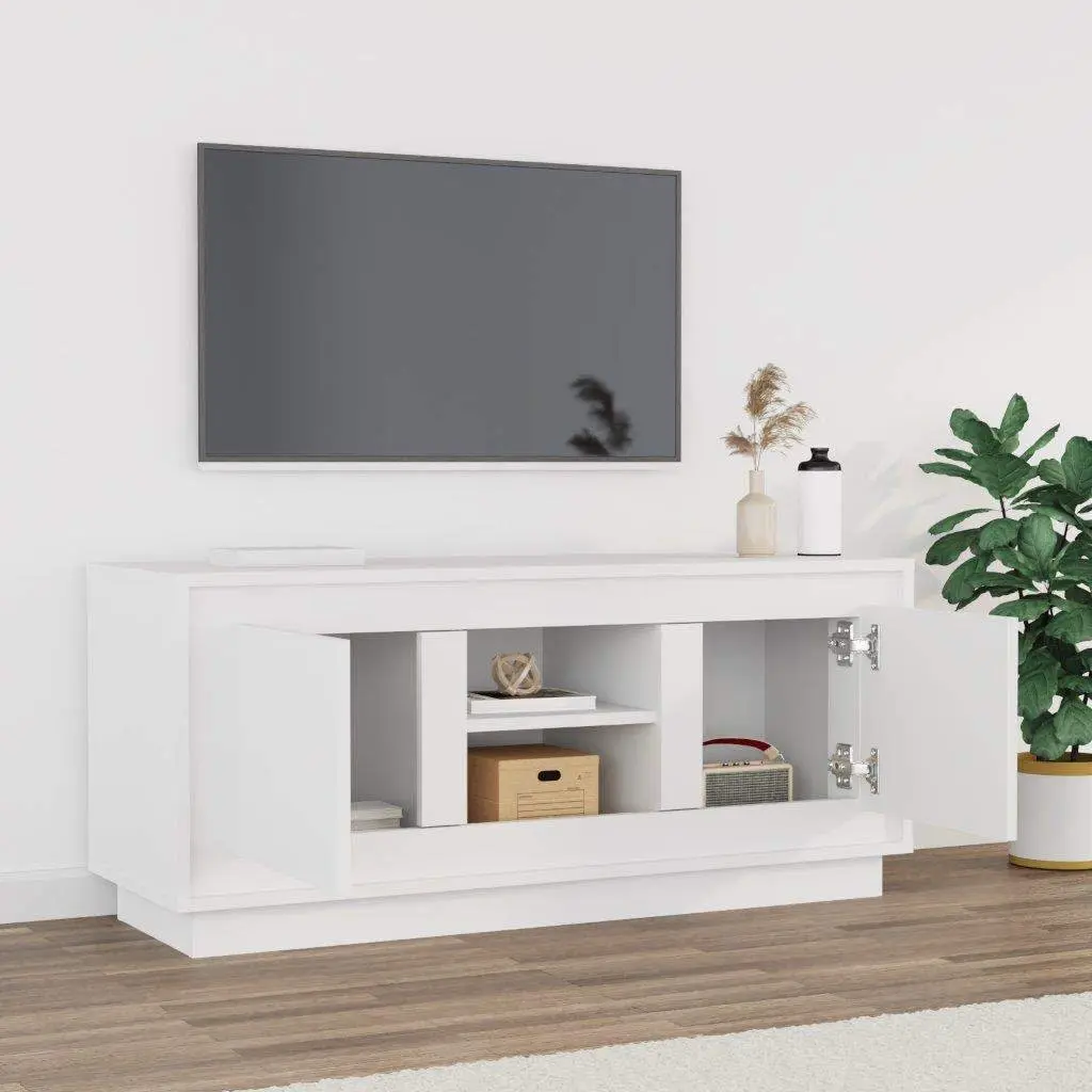 TV Cabinet White Media Storage Unit Engineered Wood Living Room Furniture