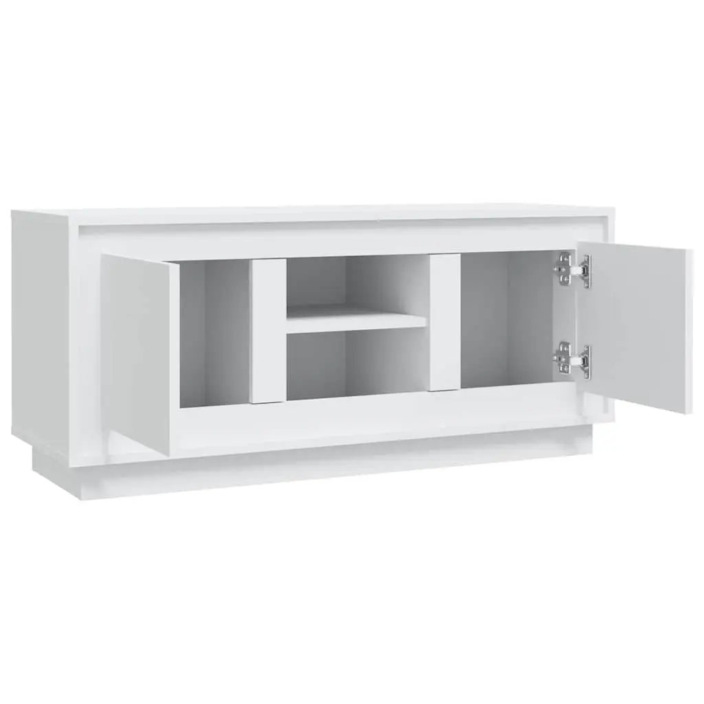 TV Cabinet White Media Storage Unit Engineered Wood Living Room Furniture