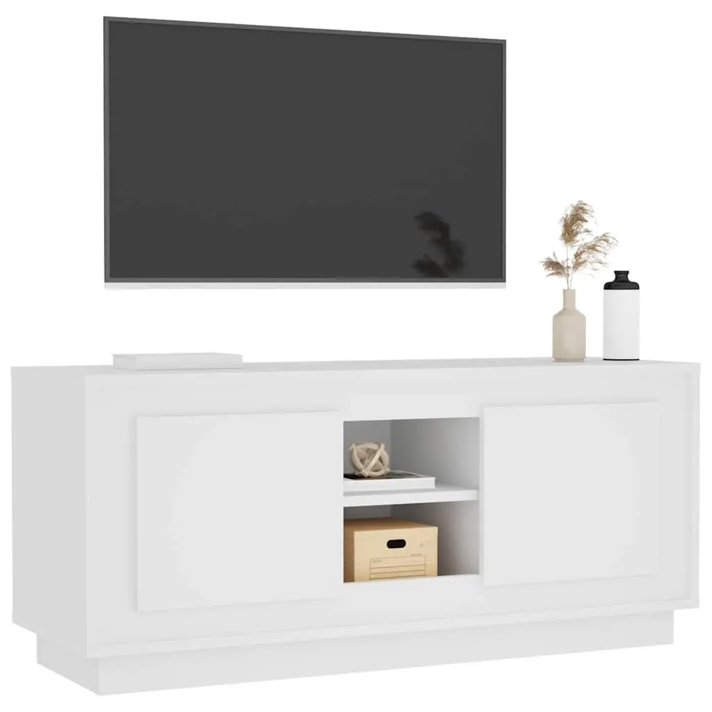 TV Cabinet White Media Storage Unit Engineered Wood Living Room Furniture