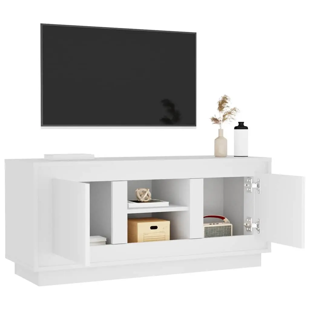 TV Cabinet White Media Storage Unit Engineered Wood Living Room Furniture