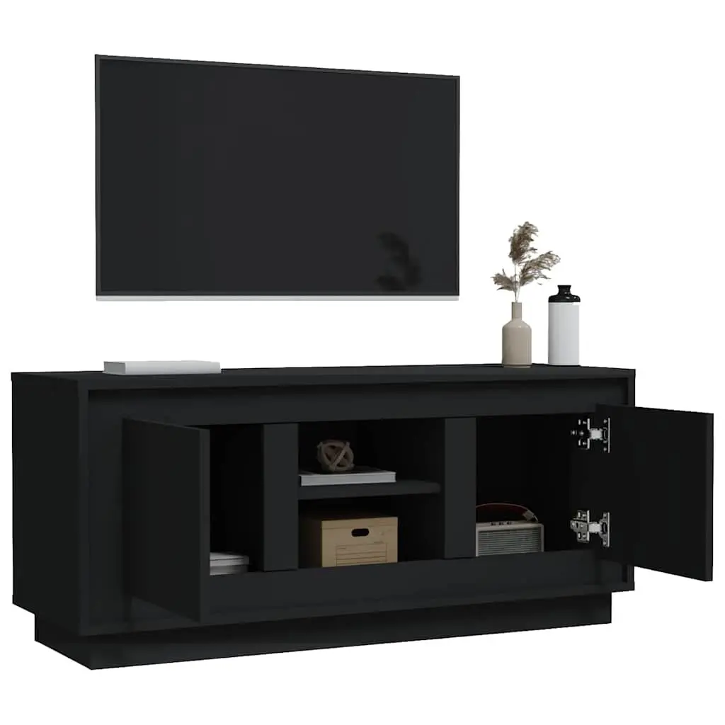 TV Cabinet Black 102x35x45 cm Media Storage Unit with Doors Compartments