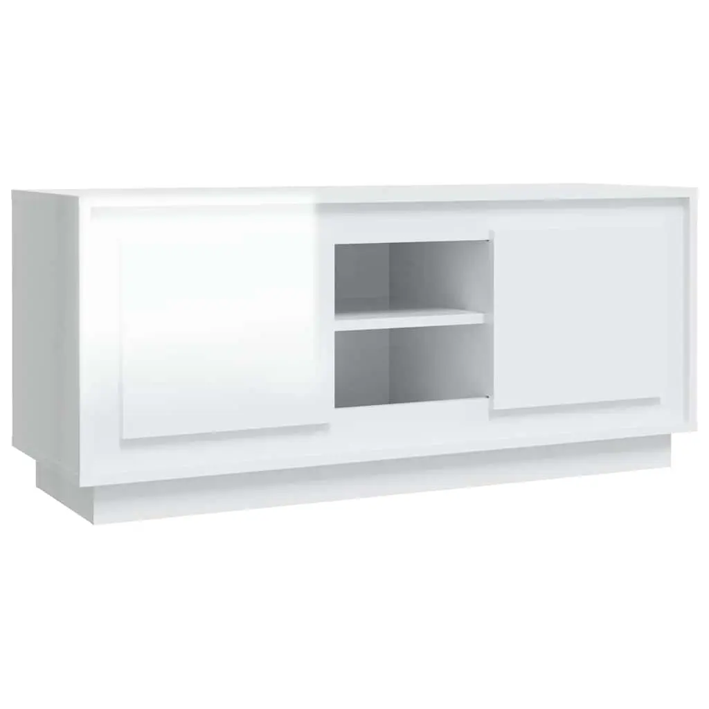 White High Gloss TV Cabinet with 4 Compartments