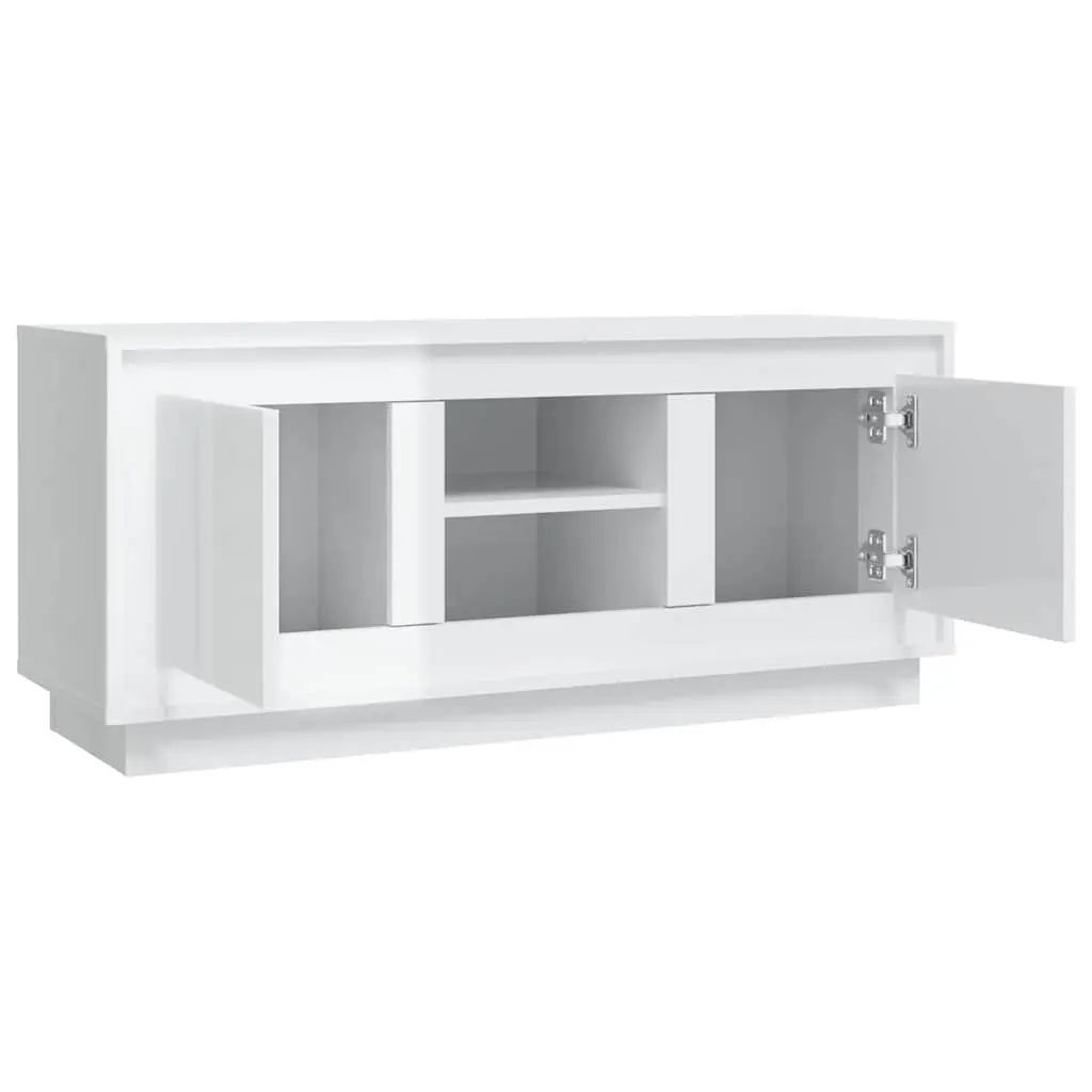 White High Gloss TV Cabinet with 4 Compartments