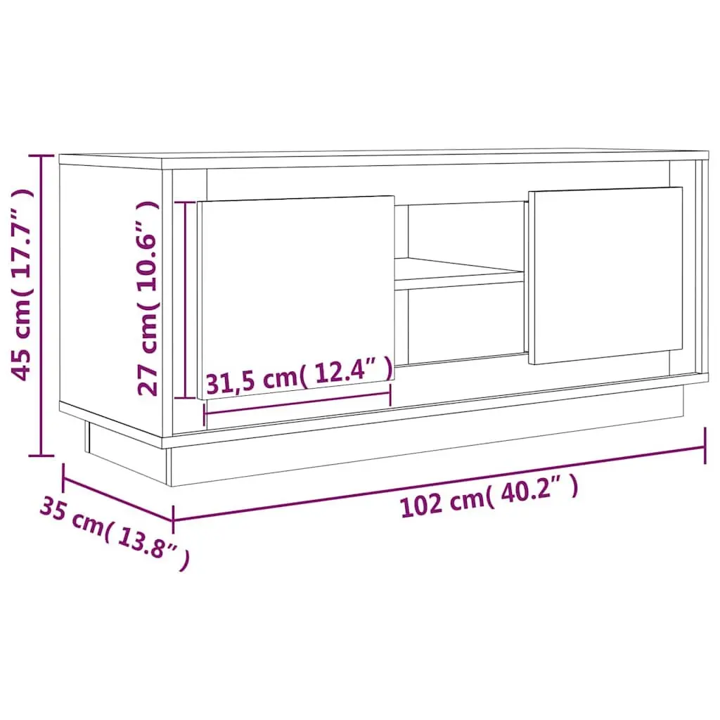 White High Gloss TV Cabinet with 4 Compartments