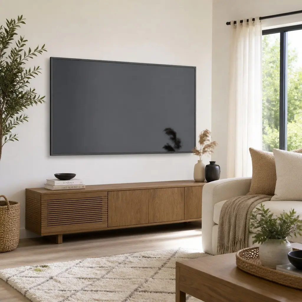 Grey TV Cabinet with Ample Storage Space