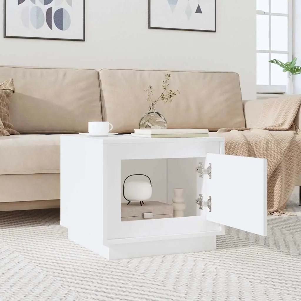 Coffee Table White Engineered Wood Storage Living Room Accent Furniture