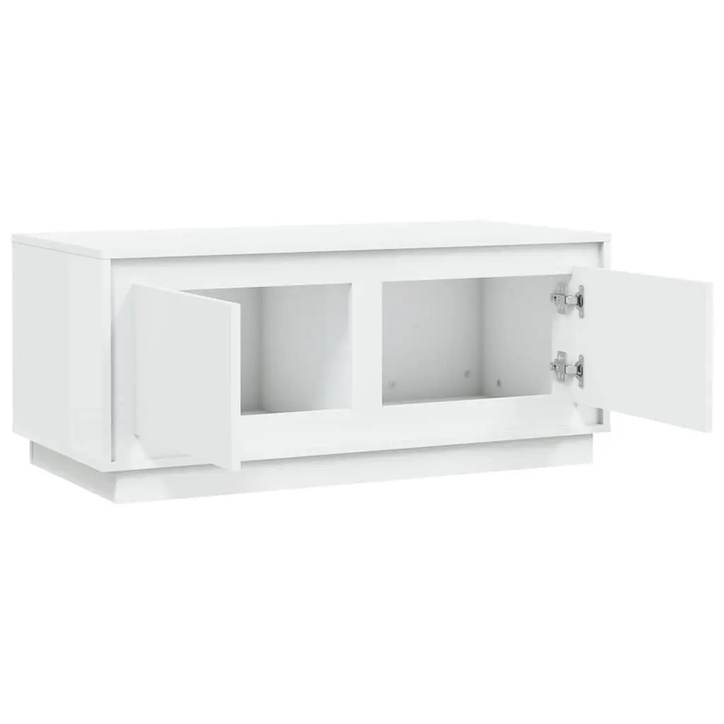 Coffee Table Engineered Wood White 102x50x44 cm Storage Compartments Smooth Surface
