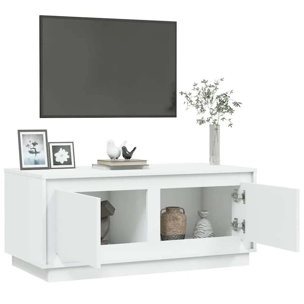 Coffee Table Engineered Wood White 102x50x44 cm Storage Compartments Smooth Surface