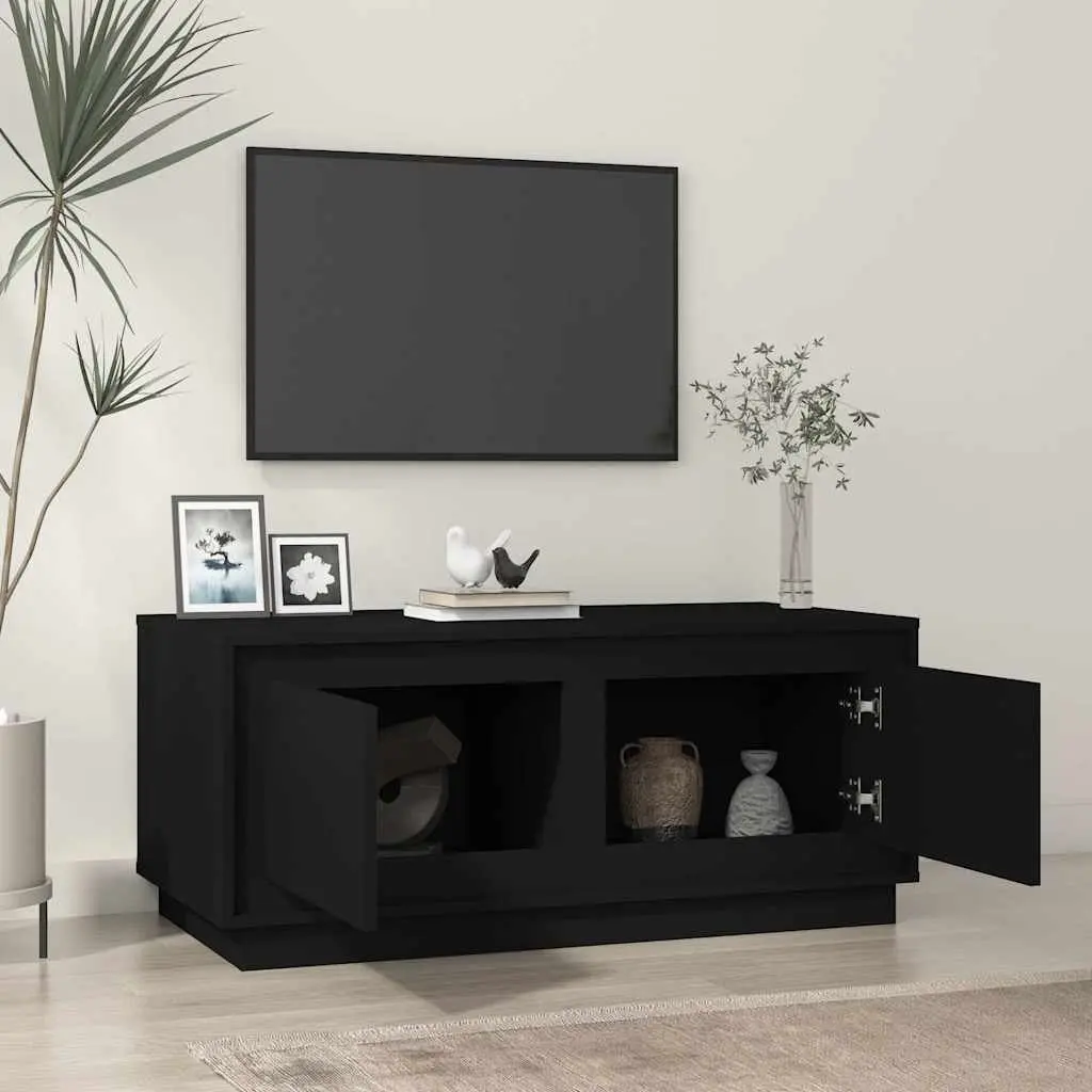 Coffee Table Black 102L x 50W x 44H cm Storage with 2 Compartments