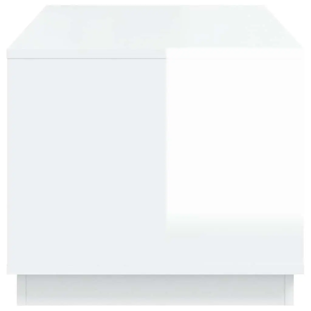 Coffee Table White High Gloss Engineered Wood 2 Compartments