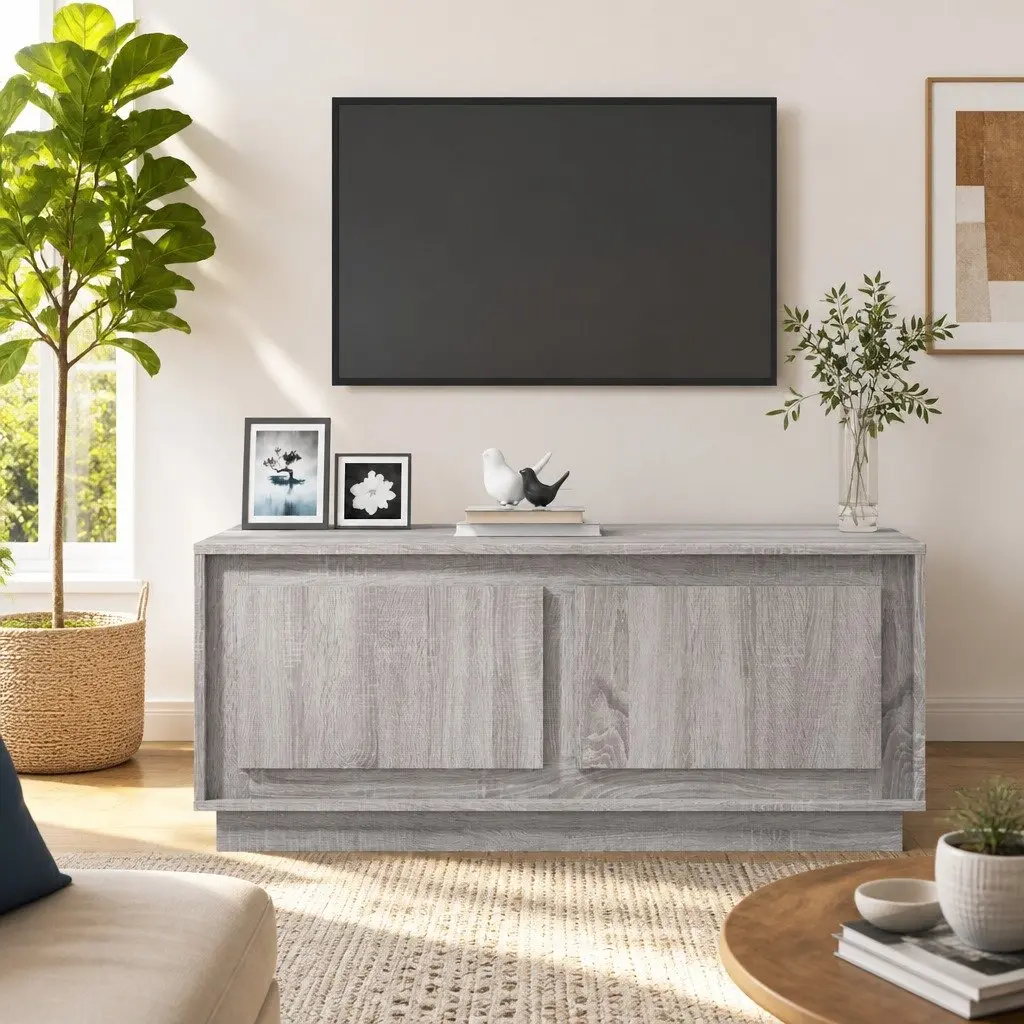 Coffee Table Grey 102x50x44cm Storage Compartments Engineered Wood Living Room Furniture