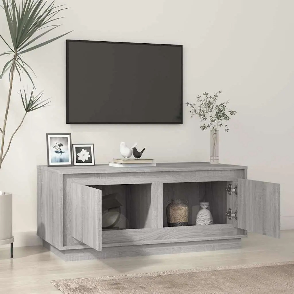 Coffee Table Grey 102x50x44cm Storage Compartments Engineered Wood Living Room Furniture