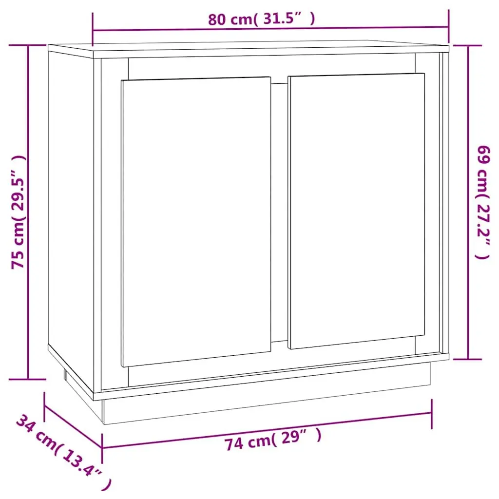 Sideboard Storage Cabinet Brown Engineered Wood 80x34x75cm Buffet Cupboard