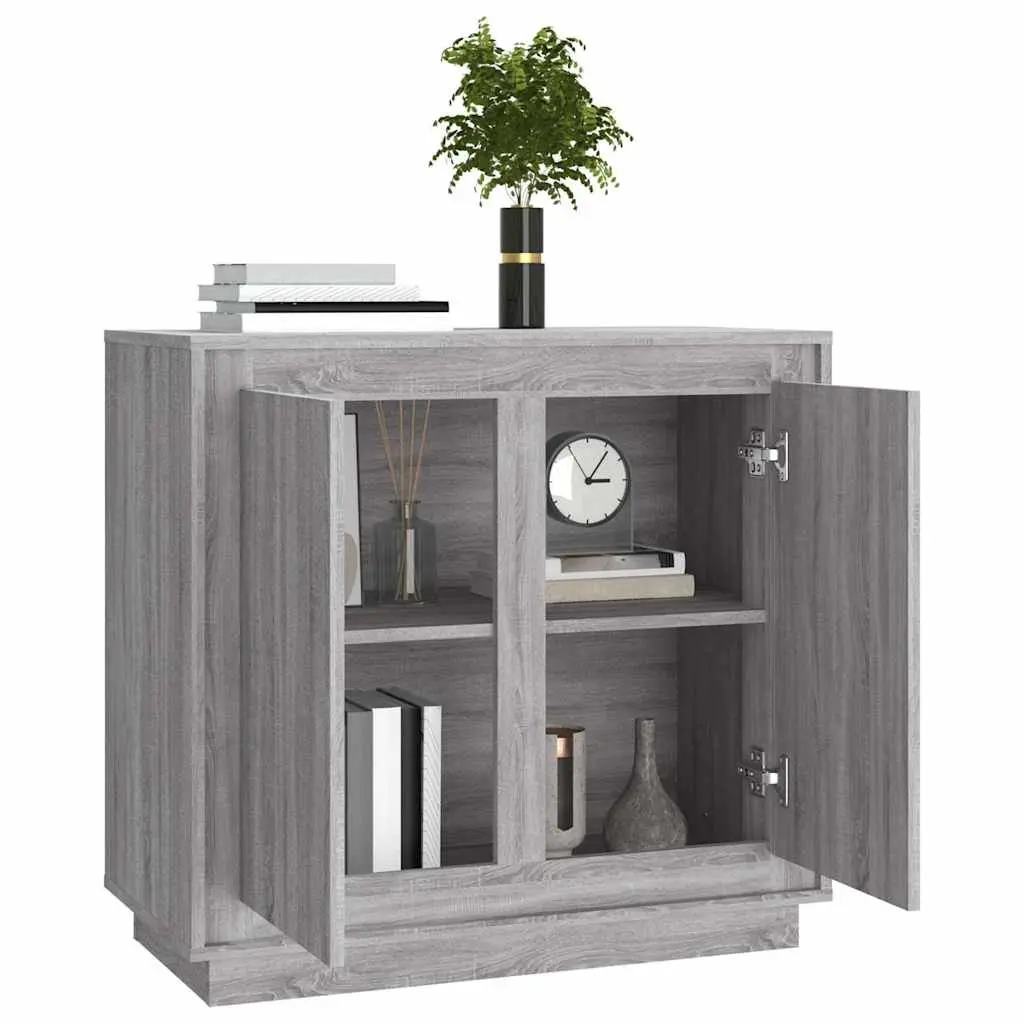 Sideboard Grey 80x34x75cm Engineered Wood 4 Compartment Storage Cabinet
