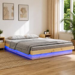 LED Wooden Bed Frame for 150x200 cm Mattresses