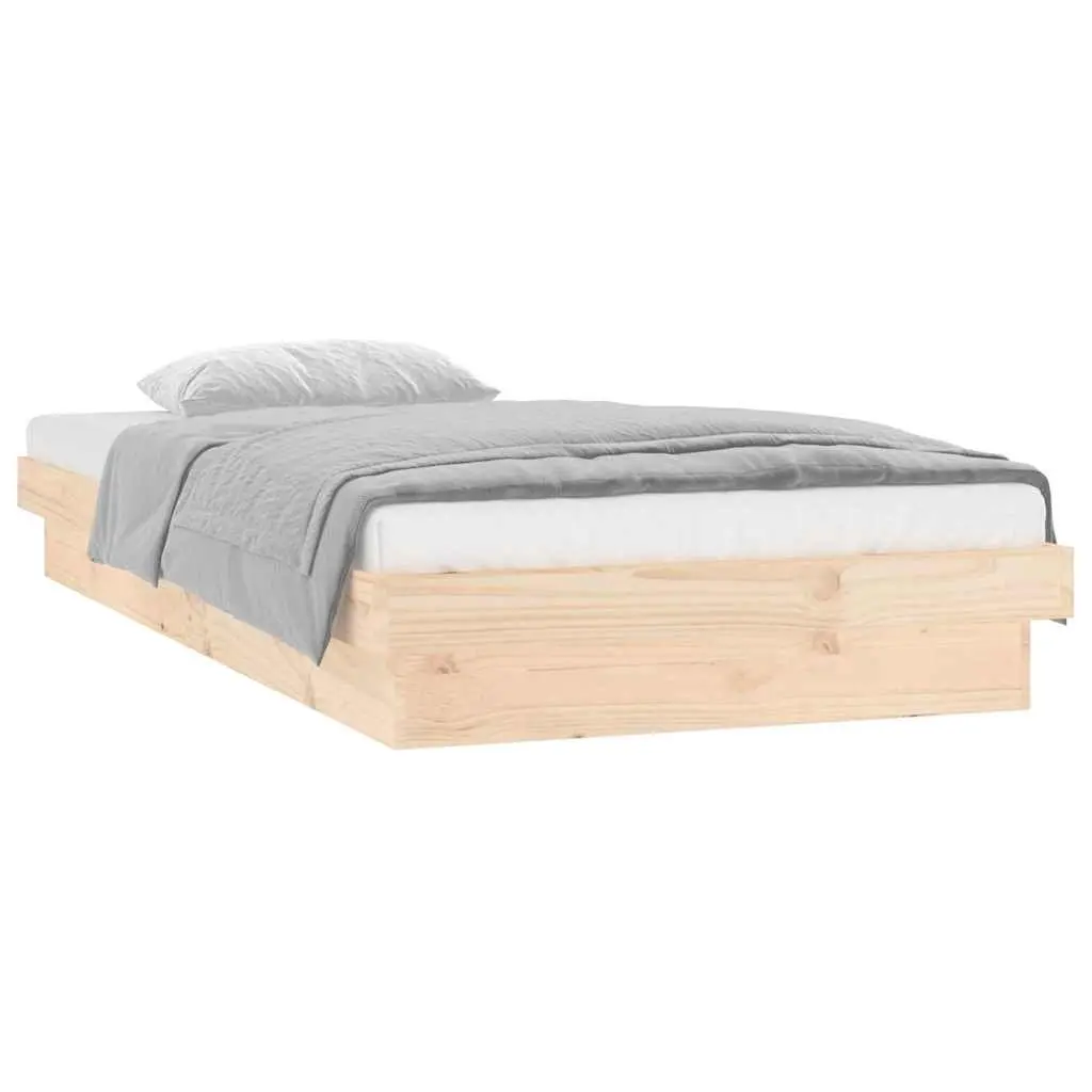 Solid Wood Bed Frame Brown 90x190 cm LED Lights Remote Control