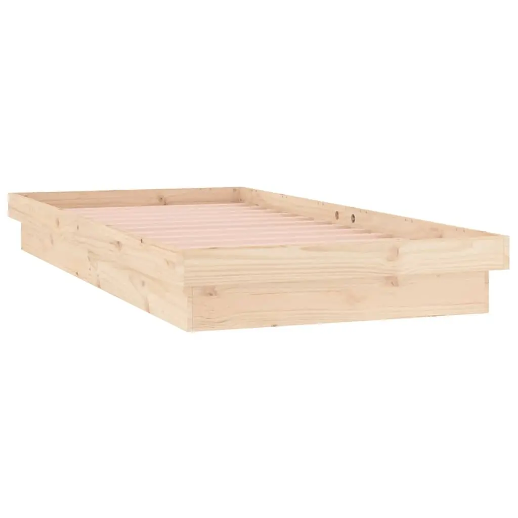 Solid Wood Bed Frame Brown 90x190 cm LED Lights Remote Control