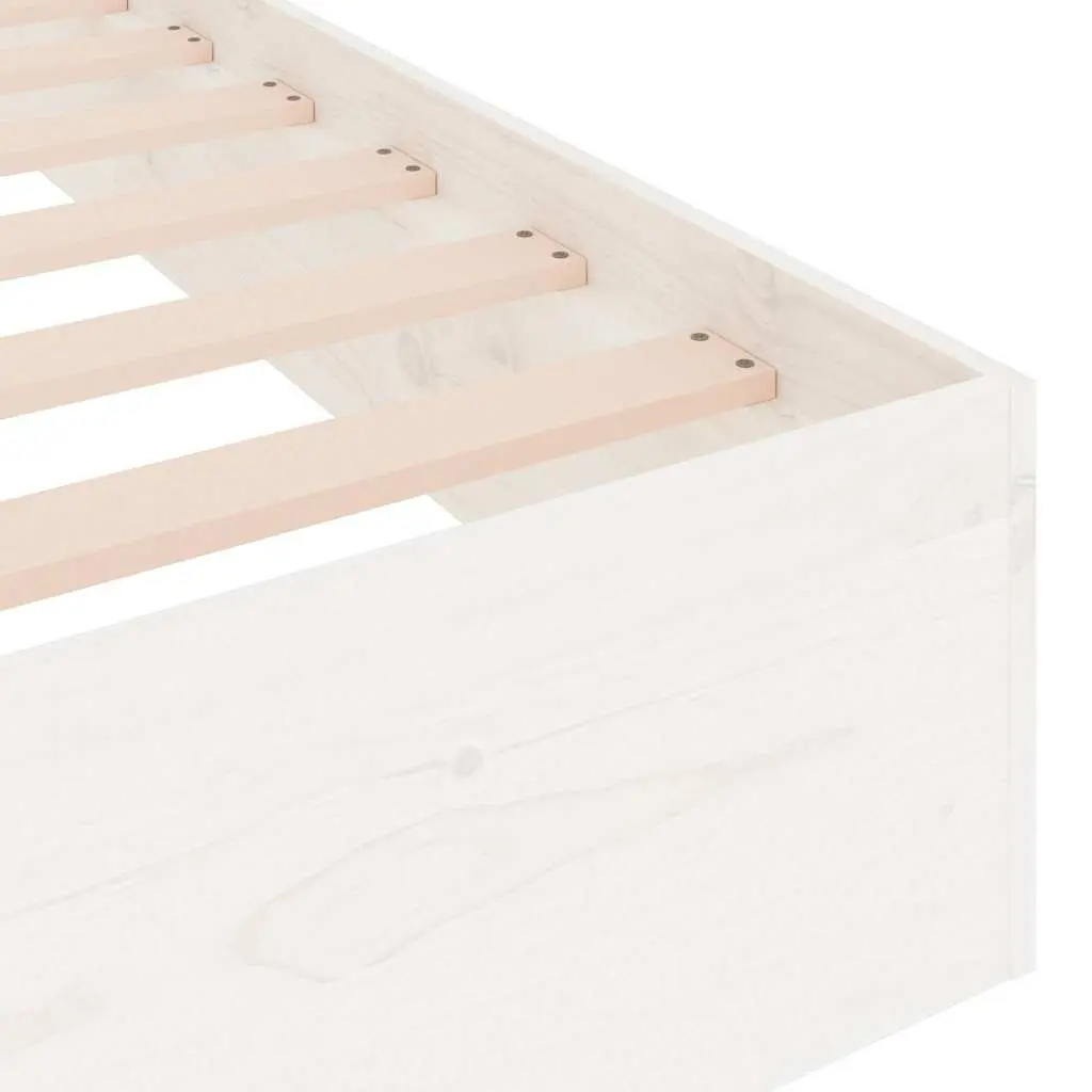 Single Bed Frame 90x190 cm White Solid Pine Wood Slatted Base Modern Bedroom