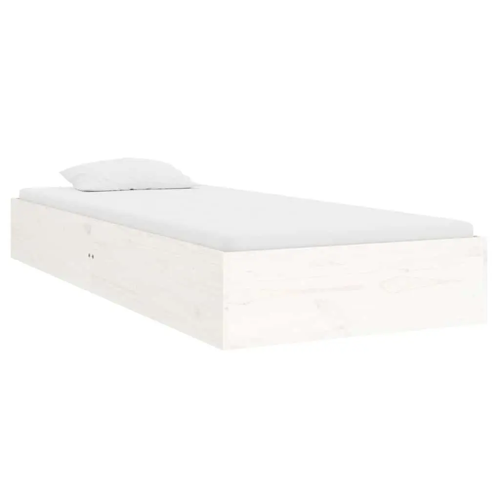 Single Bed Frame 90x190 cm White Solid Pine Wood Slatted Base Modern Bedroom