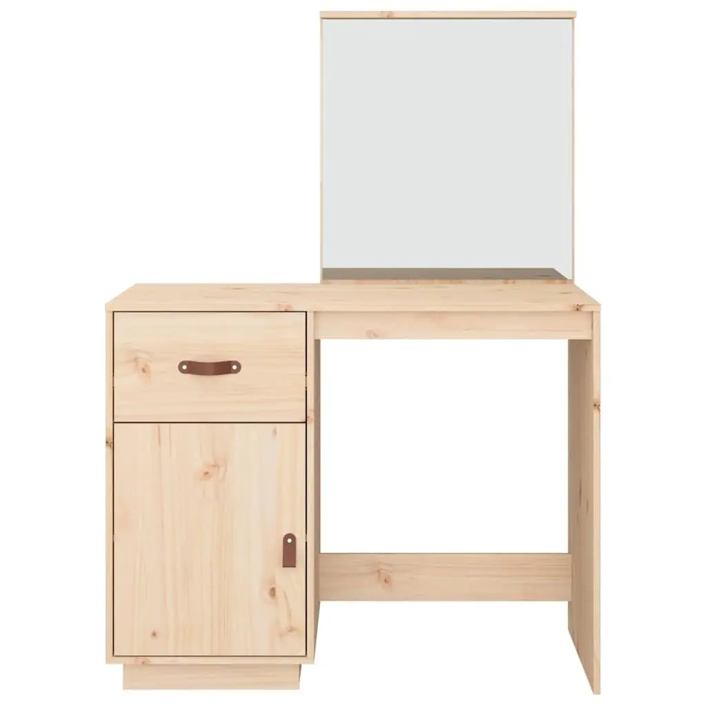Dressing Table Brown 95x50x134 cm Solid Pine Wood Vanity with Mirror Drawer Storage