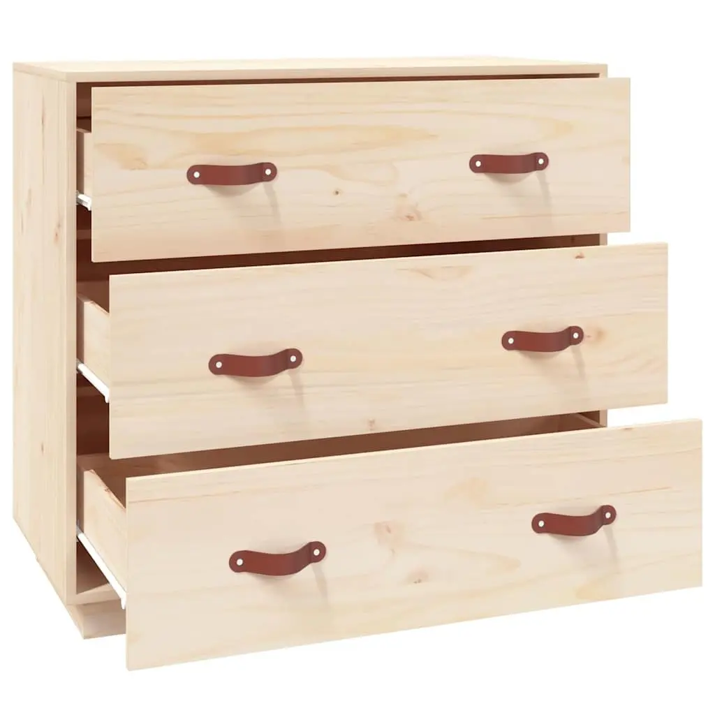Solid Pine Wood Sideboard Brown Storage Cabinet 3 Drawers Display Furniture