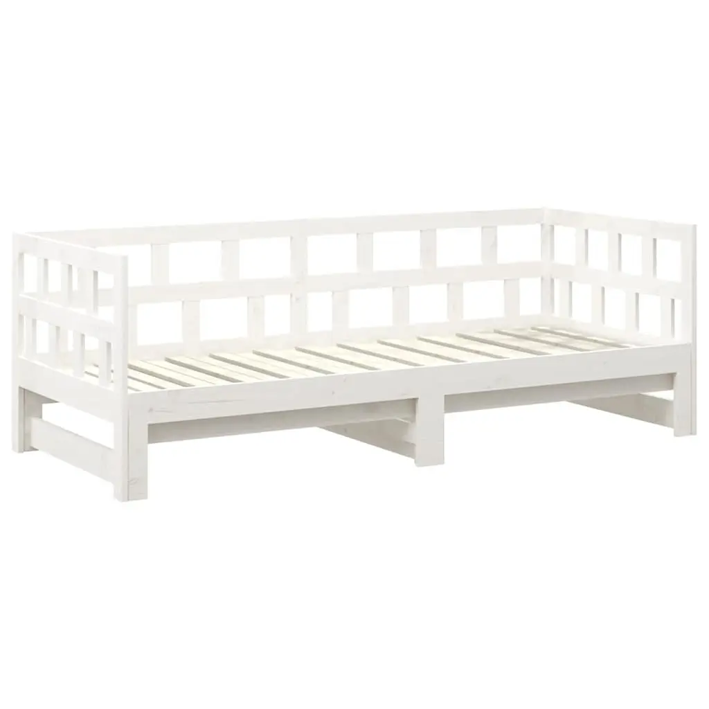 Day Bed Frame White Solid Pine Wood Pull-out Sofa Bed 2x90x190cm