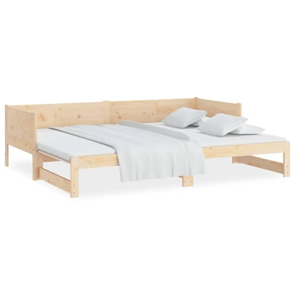 Pull-out Day Bed Solid Wood Pine Frame Sofa Convertible Guest Sleeping 90x190cm