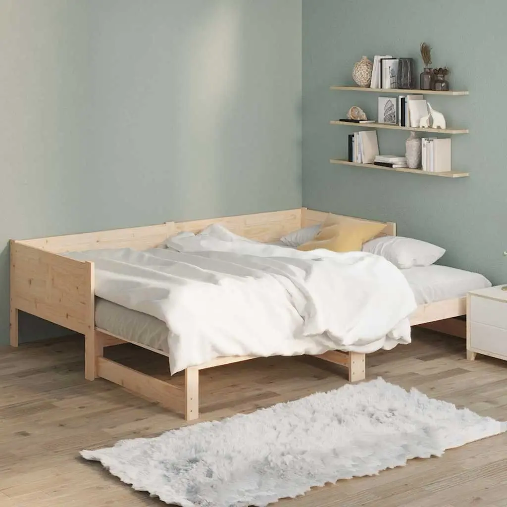 Pull-out Day Bed Solid Wood Pine Frame Sofa Convertible Guest Sleeping 90x190cm