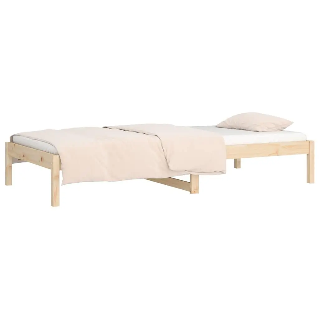 Day Bed Frame Brown 90x190 cm Solid Pine Wood Slatted Base with Under-bed Storage