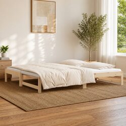 Efficient Solid Pine Pull-out Day Bed Frame 90x190cm